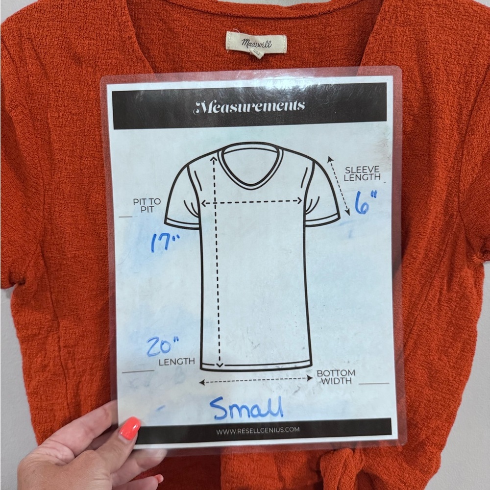 Madewell Spiced Cinnamon Texture & Thread Wrap Tie Crop Top. Size S - Picture 9 of 15